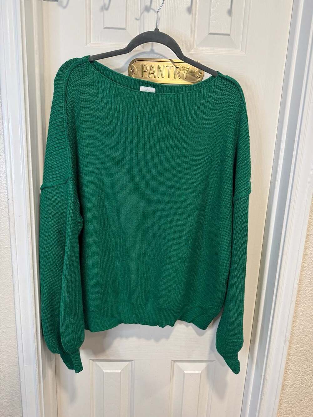 The Mint L Green Oversized Knit Sweater Boat Neck Dolman Sleeve